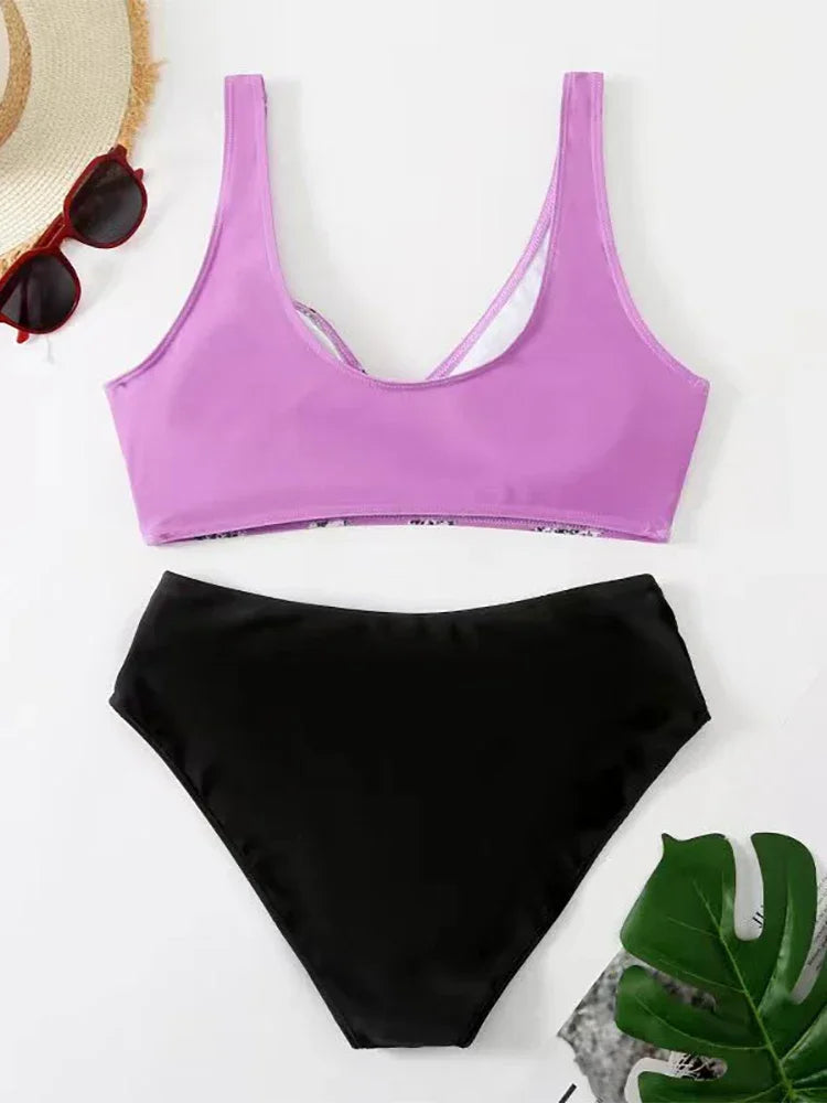 Maillot de bain blanc deux pièces micro rayé MAEJORKEN