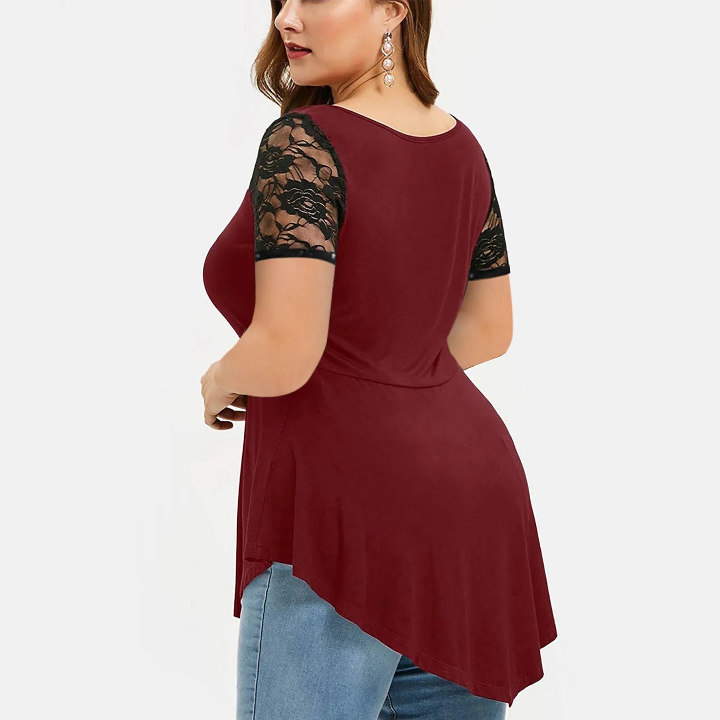 T-shirt à manches courtes en dentelle