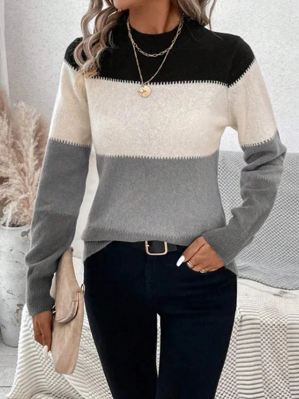 Pull tricoté à rayures amples et décontracté pour femme, pull à la mode, nouvelle collection hiver 2024 MAEJORKEN