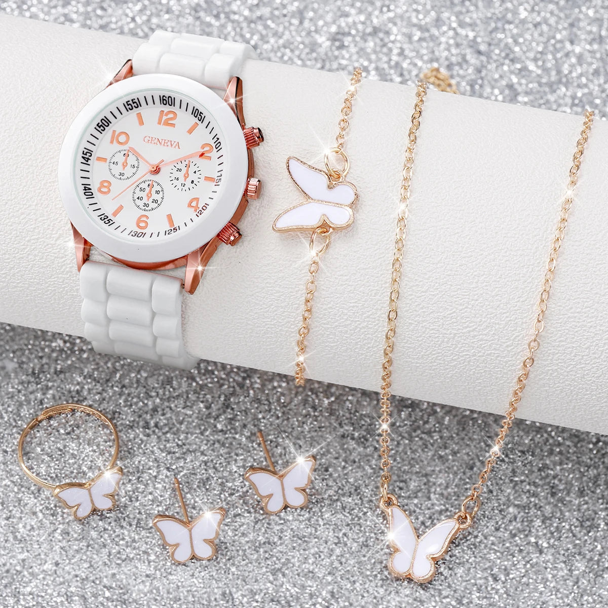 Ensemble de montres à quartz avec bracelet en silicone pour femme, horloge à la mode, cadeau pour fille, sans boîte, 5 pièces, 6 pièces MAEJORKEN