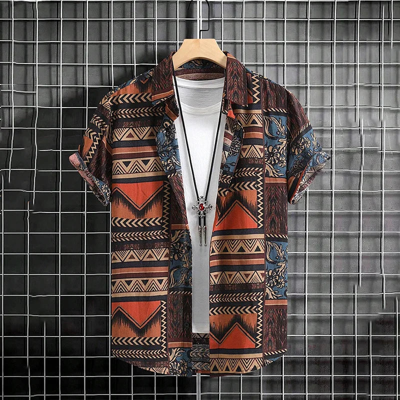 Chemise à manches courtes imprimé du S au 5XL