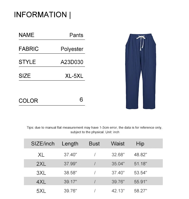 Pantalon en coton et lin pour femmes avec poches MAEJORKEN
