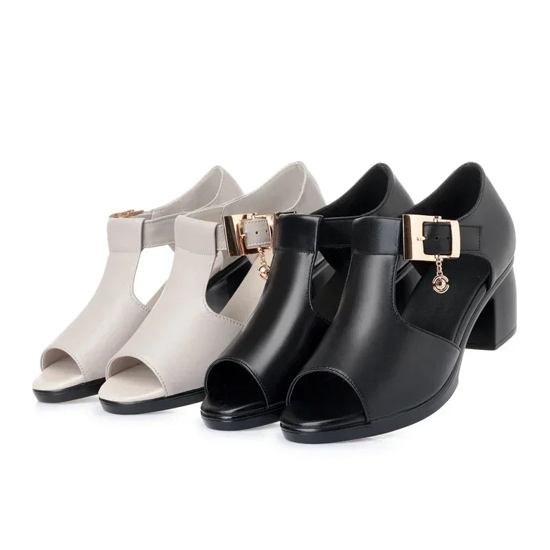 Chaussures à talons avec boucle décorative en métal du 35 au 41