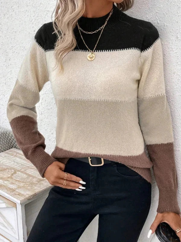 Pull tricoté à rayures amples et décontracté pour femme, pull à la mode, nouvelle collection hiver 2024 MAEJORKEN