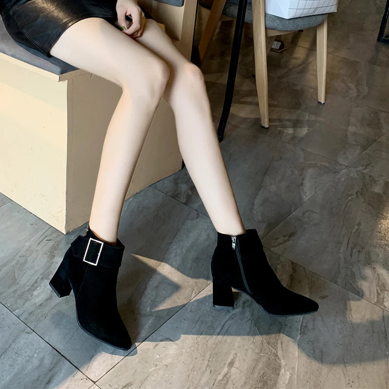 Bottines boucle décontracté talons haut du 35 au 43