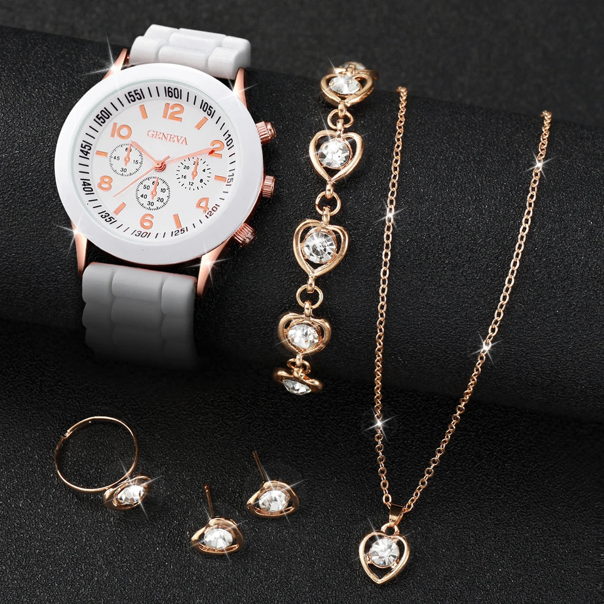 Ensemble de montres à quartz avec bracelet en silicone pour femme, horloge à la mode, cadeau pour fille, sans boîte, 5 pièces, 6 pièces MAEJORKEN