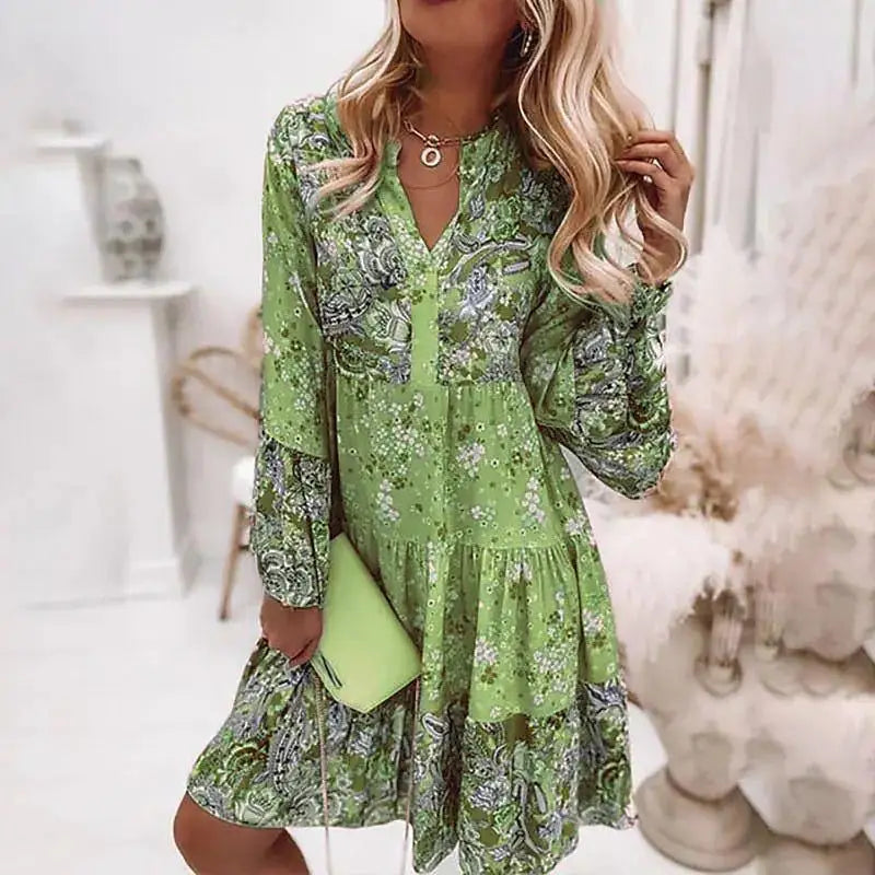 Robes imprimé fleuri col en V du XS au 3XL MAEJORKEN