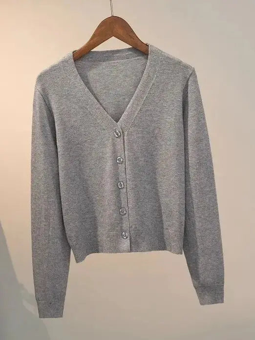 Pull tricoté Cardigan bouton veste col en v à manches longues MAEJORKEN