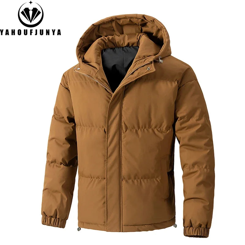 Parka à capuche coupe-vent pour hommes avec fermeture éclair grandes tailles MAEJORKEN