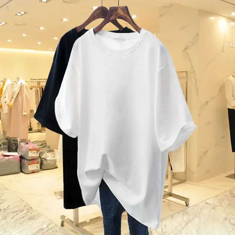 T-shirt à Manches Courtes et Col Rond pour Femme