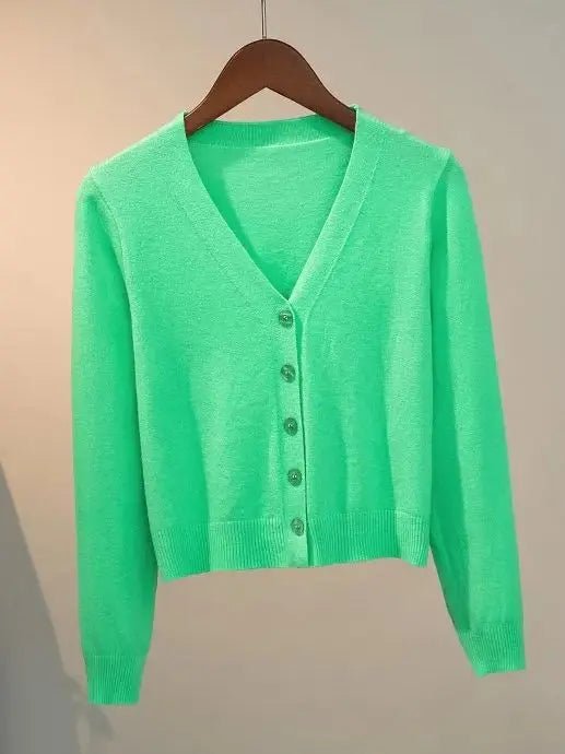 Pull tricoté Cardigan bouton veste col en v à manches longues MAEJORKEN
