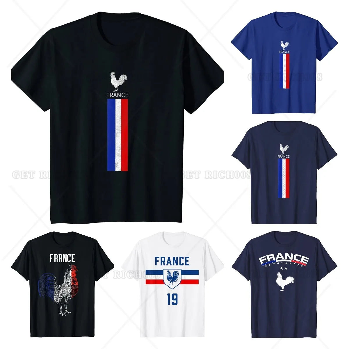 T-Shirt en Coton de l'Équipe de Football de France du S au 6XL MAEJORKEN
