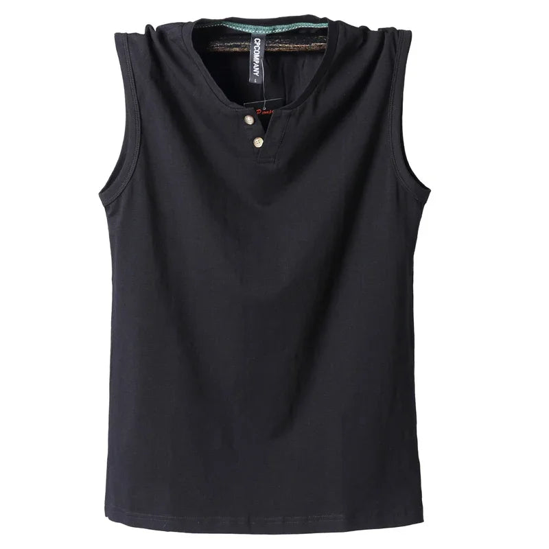 Débardeur classique sans manches en coton pur , couleur unie, col en V, du L au 6XL