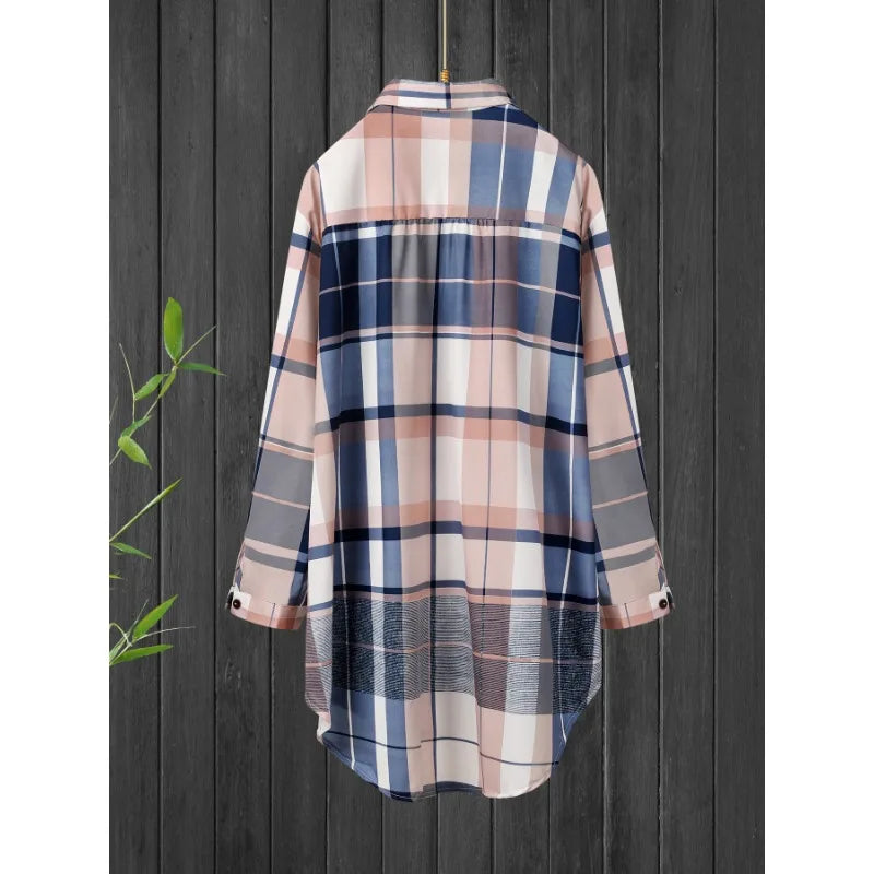 Chemise à carreaux à revers manches longues du 1XL au 5XL