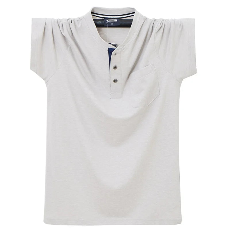 T-shirt à col rond streetwear décontracté, en pur coton, avec poches M-7XL MAEJORKEN