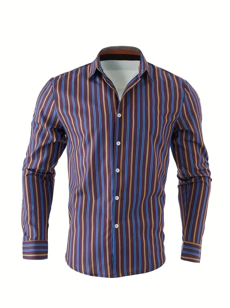 Chemise rayée boutonnée à manches longues du XS au 6XL