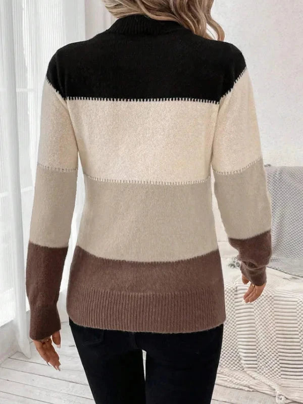 Pull tricoté à rayures amples et décontracté pour femme, pull à la mode, nouvelle collection hiver 2024 MAEJORKEN