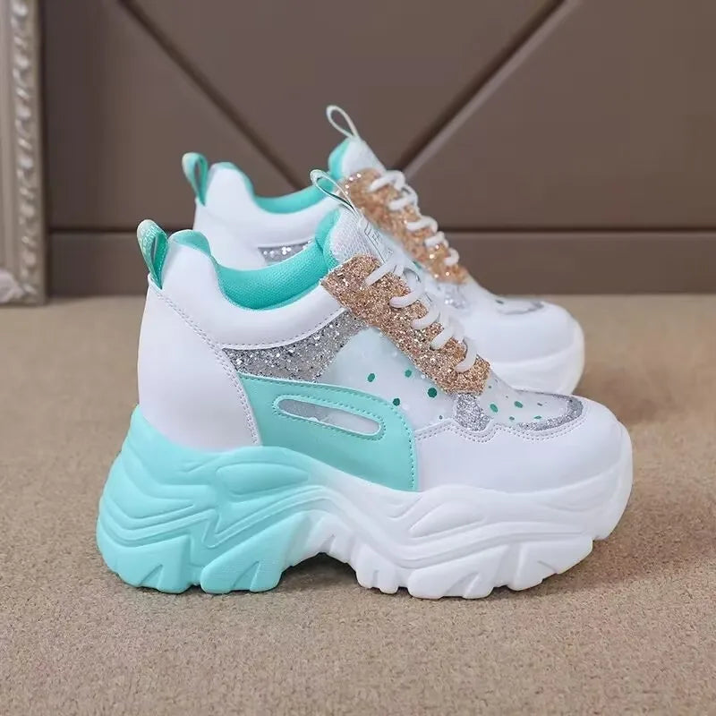 Chaussures à lacets assorties pour femmes, semelle optique rehaussée du 35 au 40