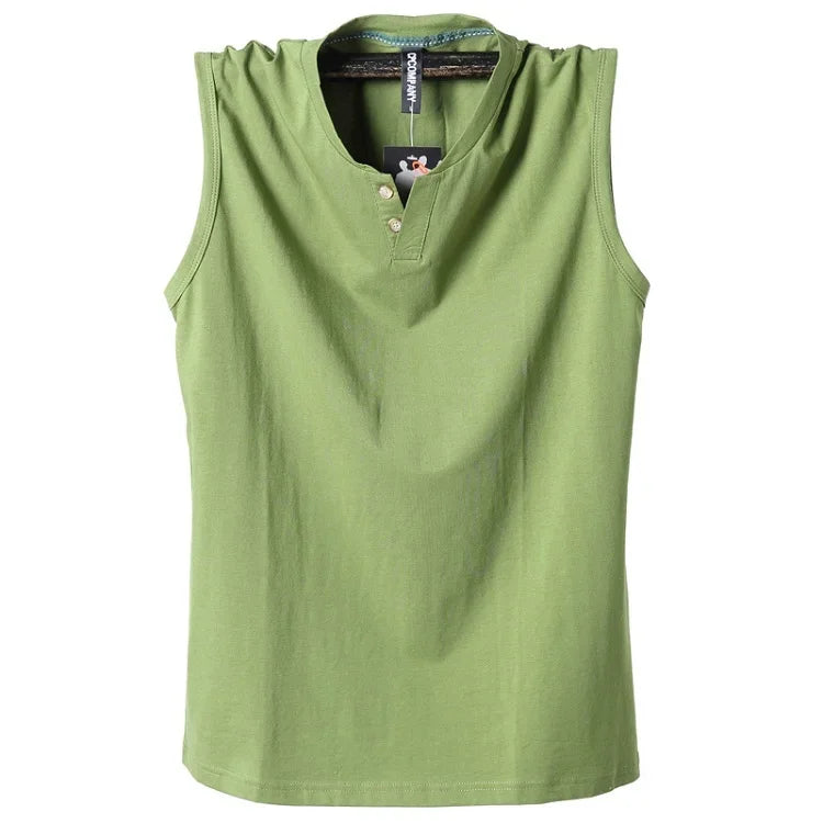 Débardeur classique sans manches en coton pur , couleur unie, col en V, du L au 6XL