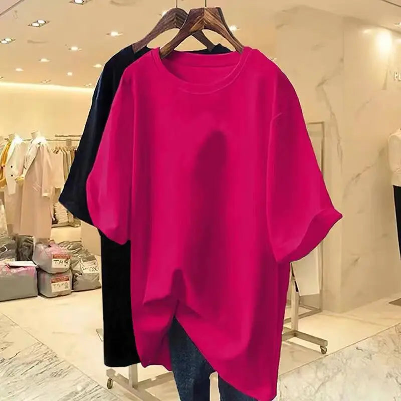 T-shirt à Manches Courtes et Col Rond pour Femme