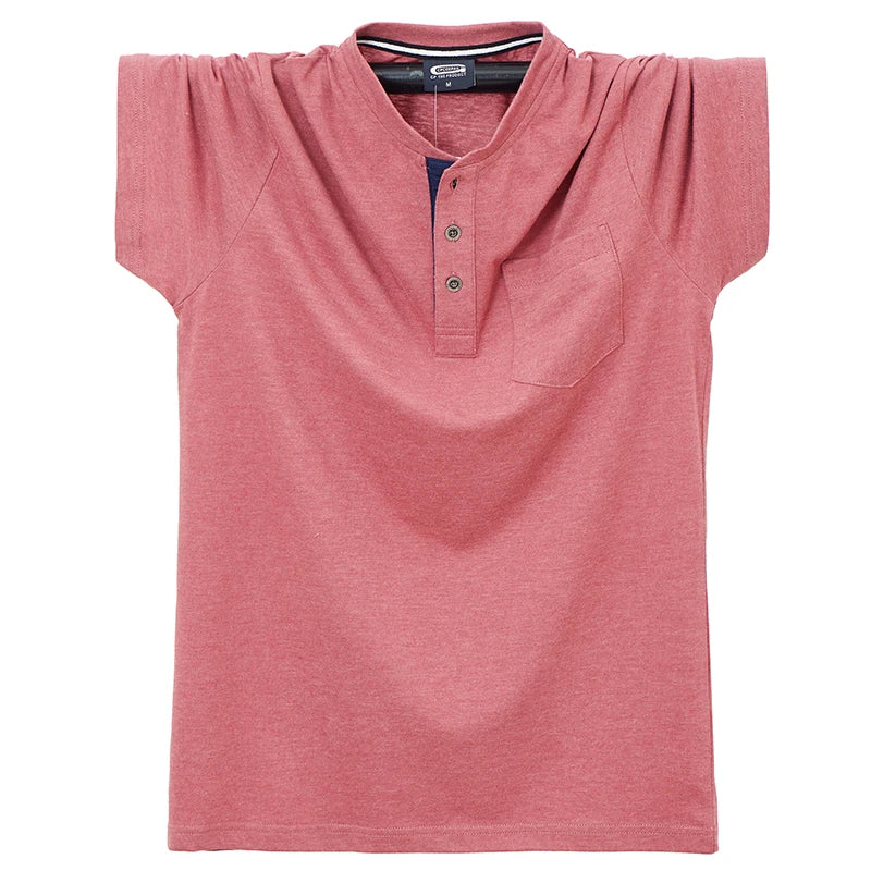 T-shirt à col rond streetwear décontracté, en pur coton, avec poches M-7XL MAEJORKEN