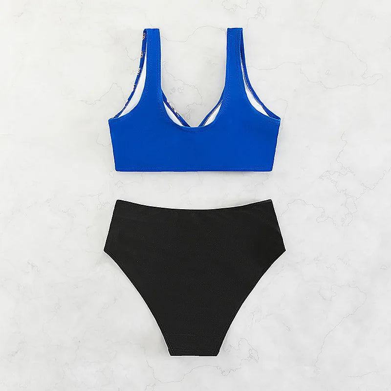 Maillot de bain blanc deux pièces micro rayé MAEJORKEN