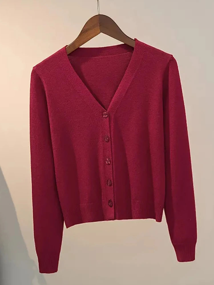 Pull tricoté Cardigan bouton veste col en v à manches longues MAEJORKEN