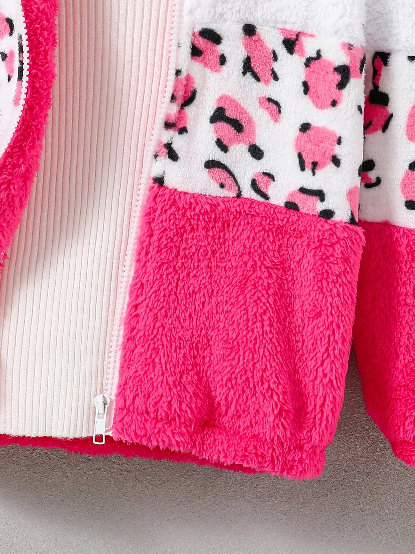 Manteau à capuche en fourrure bicolore pour filles MAEJORKEN