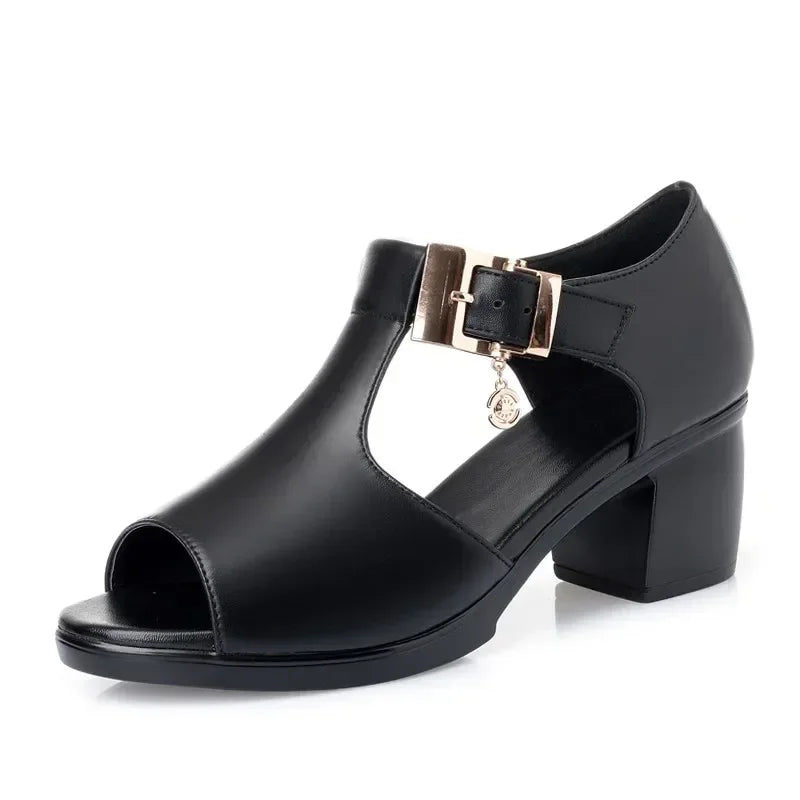 Chaussures à talons avec boucle décorative en métal du 35 au 41