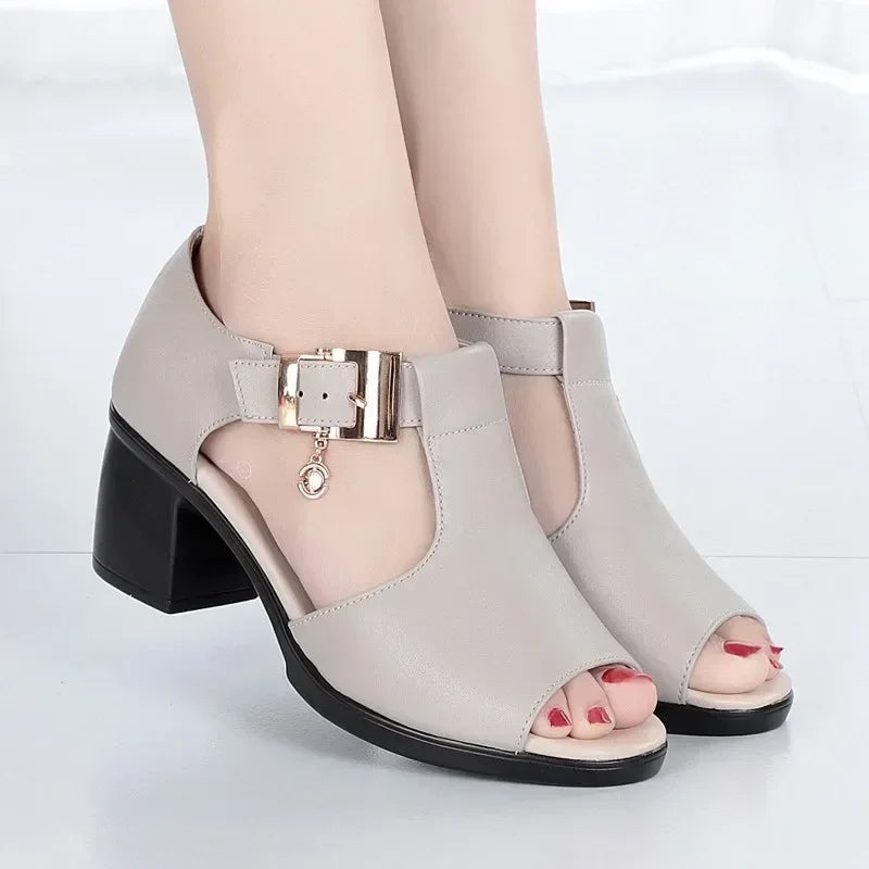 Chaussures à talons avec boucle décorative en métal du 35 au 41