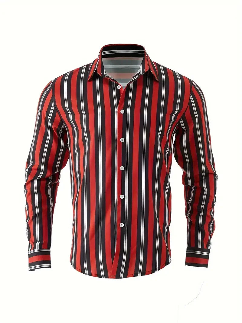 Chemise rayée boutonnée à manches longues du XS au 6XL