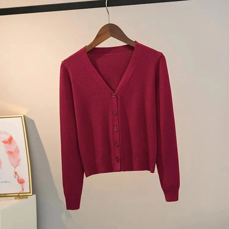 Pull tricoté Cardigan bouton veste col en v à manches longues MAEJORKEN