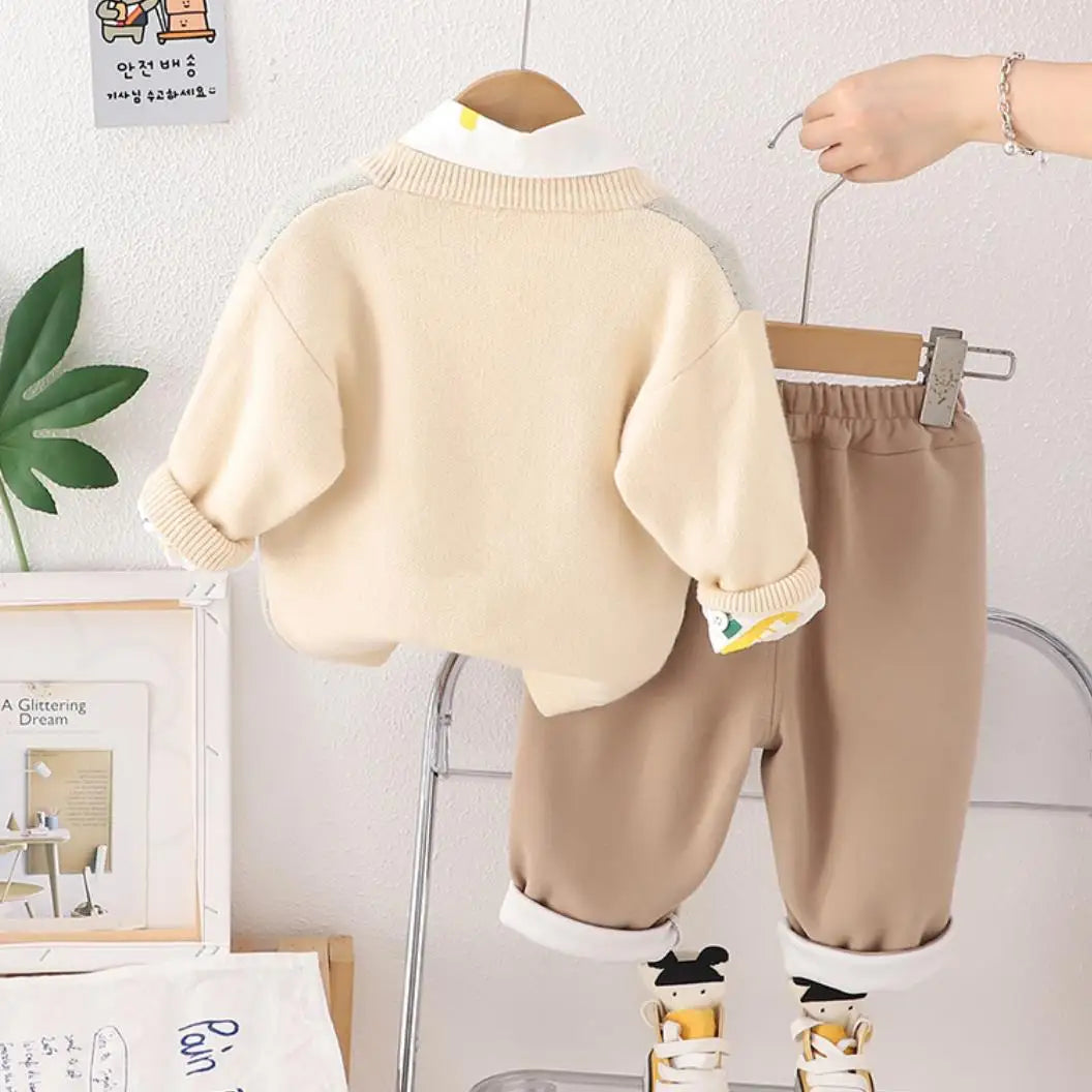 Ensemble 3 pièces pour Bébé Garçon Cardigan, Chemise, pantalon du 6 mois au 5 ans