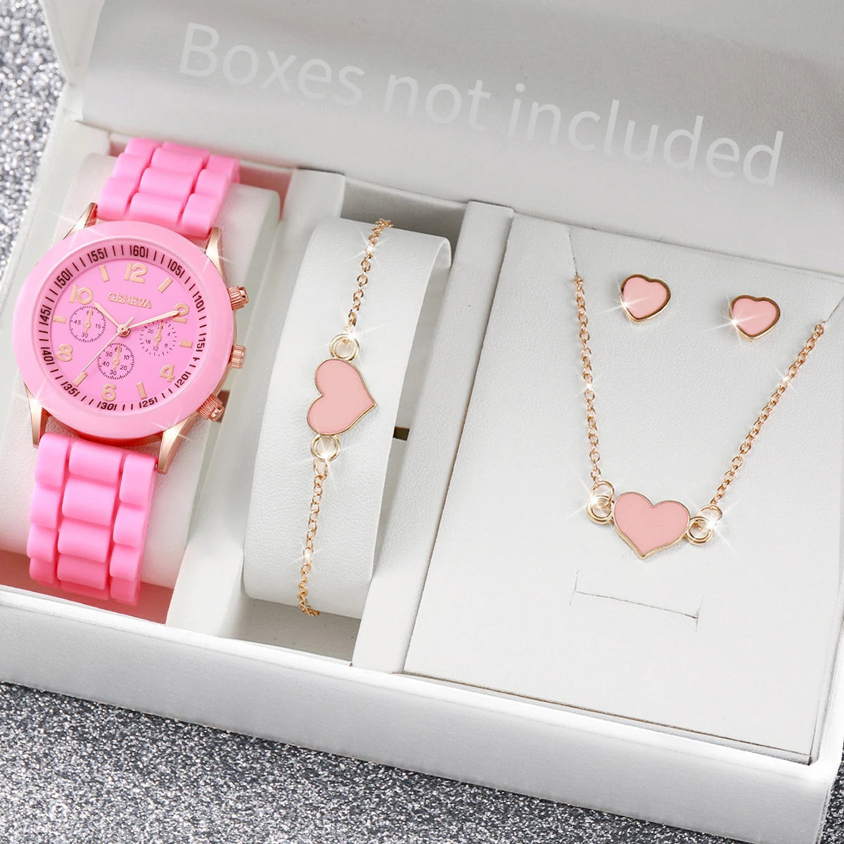 Ensemble de montres à quartz avec bracelet en silicone pour femme, horloge à la mode, cadeau pour fille, sans boîte, 5 pièces, 6 pièces MAEJORKEN