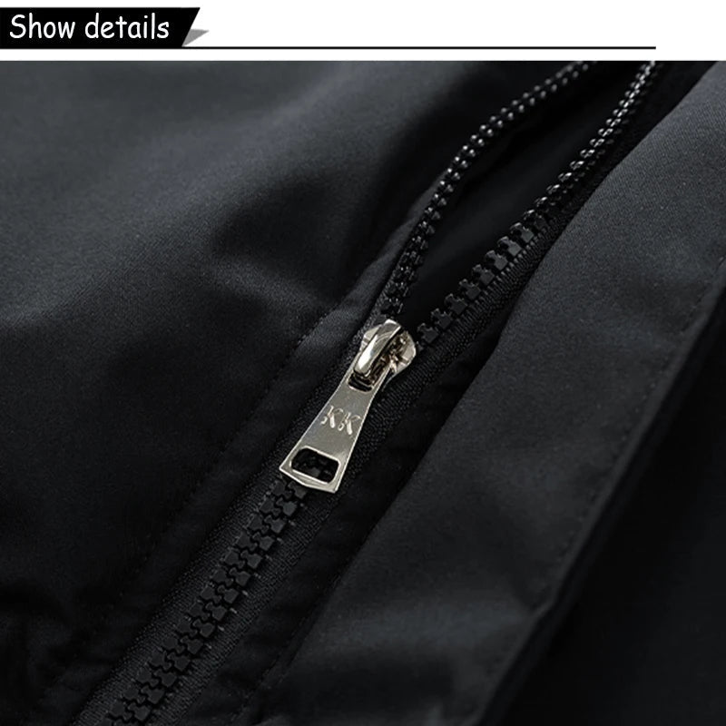 Parka à capuche coupe-vent pour hommes avec fermeture éclair grandes tailles MAEJORKEN