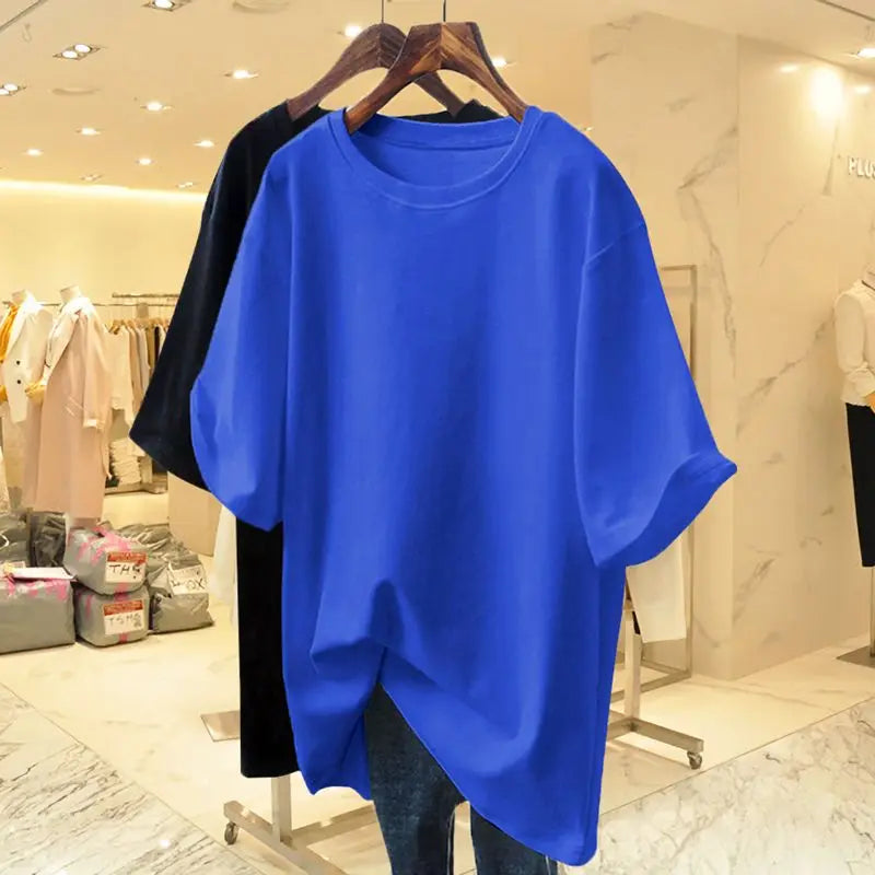 T-shirt à Manches Courtes et Col Rond pour Femme
