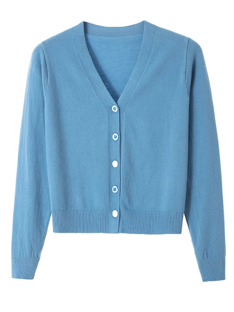 Pull tricoté Cardigan bouton veste col en v à manches longues MAEJORKEN