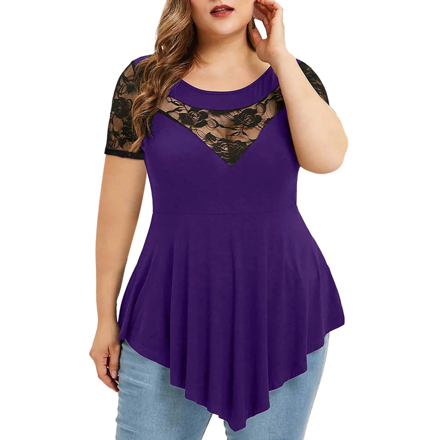 T-shirt à manches courtes en dentelle