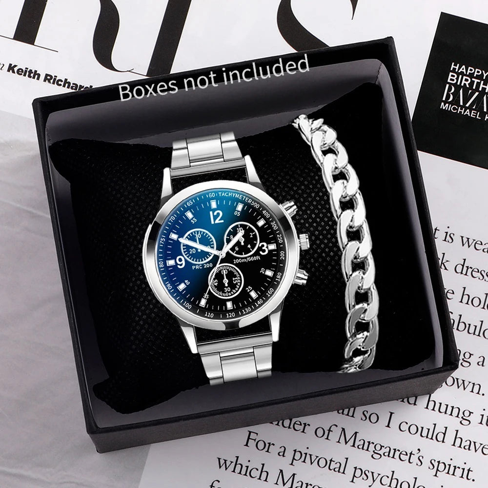1/2 pièces montres d'affaires pour hommes montre à Quartz avec Bracelet en acier ( coffret non inclus ) MAEJORKEN
