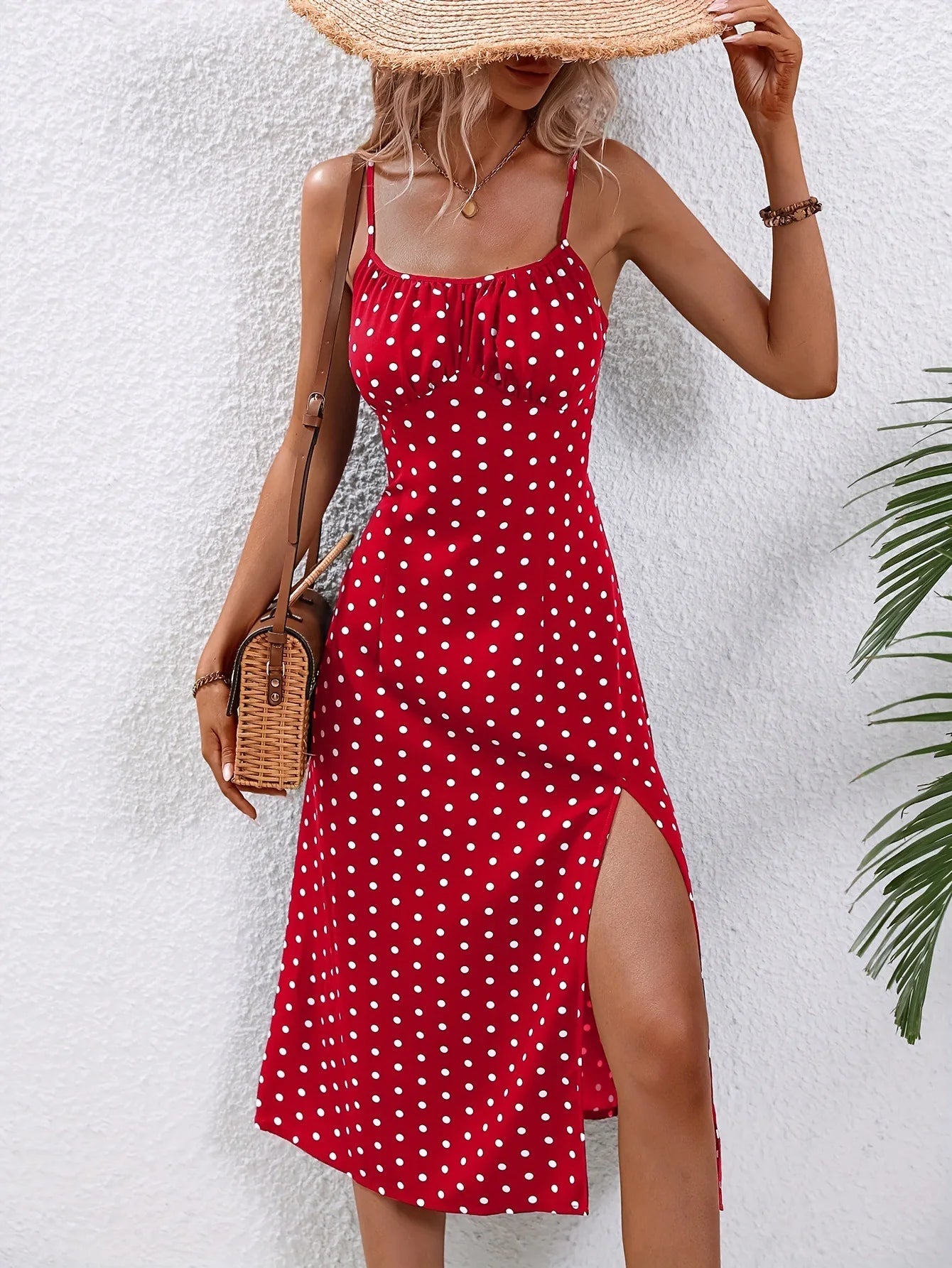 Robe d'été à bretelles Spaghetti imprimé à pois, sans manches du S au 2XL MAEJORKEN
