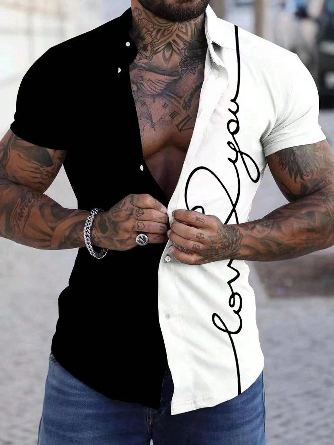 Chemise à manches courtes imprimé du S au 5XL