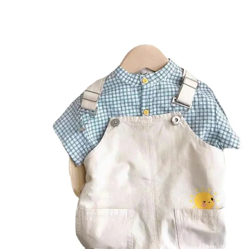 Ensemble 2 pièces chemise à manches courtes et salopette de 80 cm à 120 cm