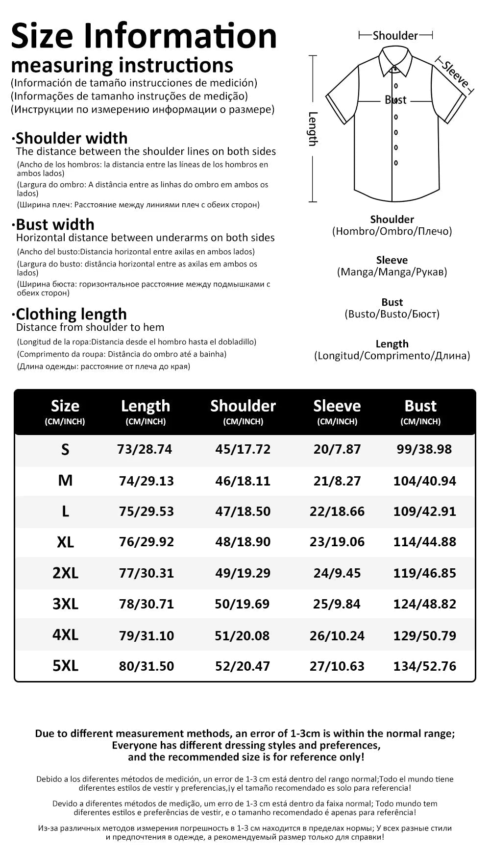 Chemise à manches courtes du S au 5XL MAEJORKEN