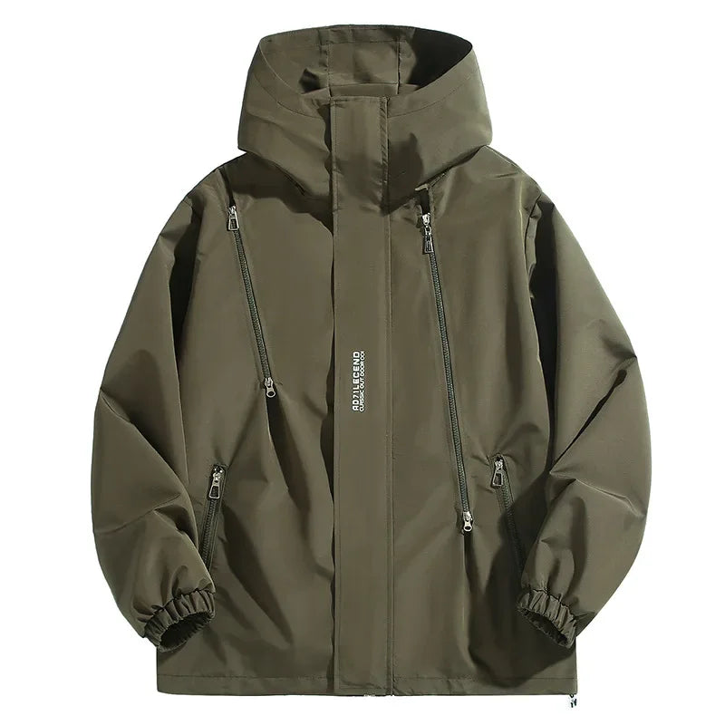 Blouson à capuche pour homme avec fermeture éclair, coupe-vent de pêche, coupe-vent imperméable, grande taille, 12XL