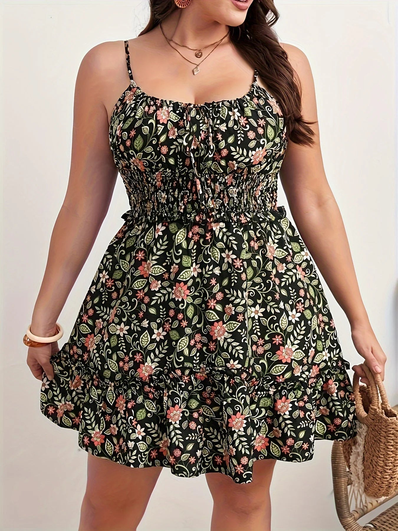 Robe imprimé fleuri sans manches à volants du 0XL au 4XL MAEJORKEN