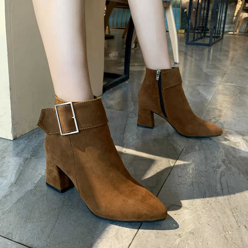 Bottines boucle décontracté talons haut du 35 au 43