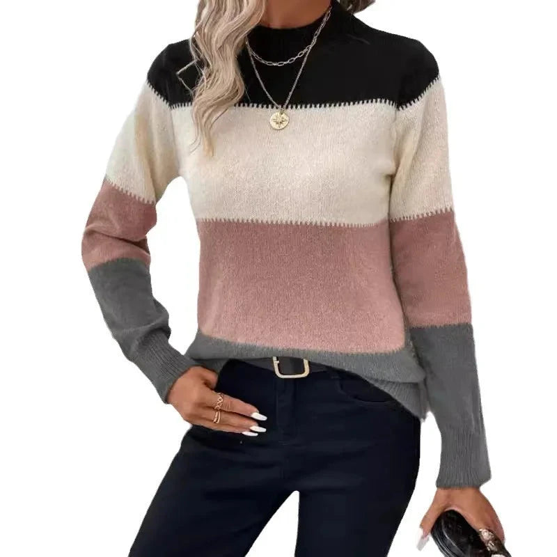 Pull tricoté à rayures amples et décontracté pour femme, pull à la mode, nouvelle collection hiver 2024 MAEJORKEN