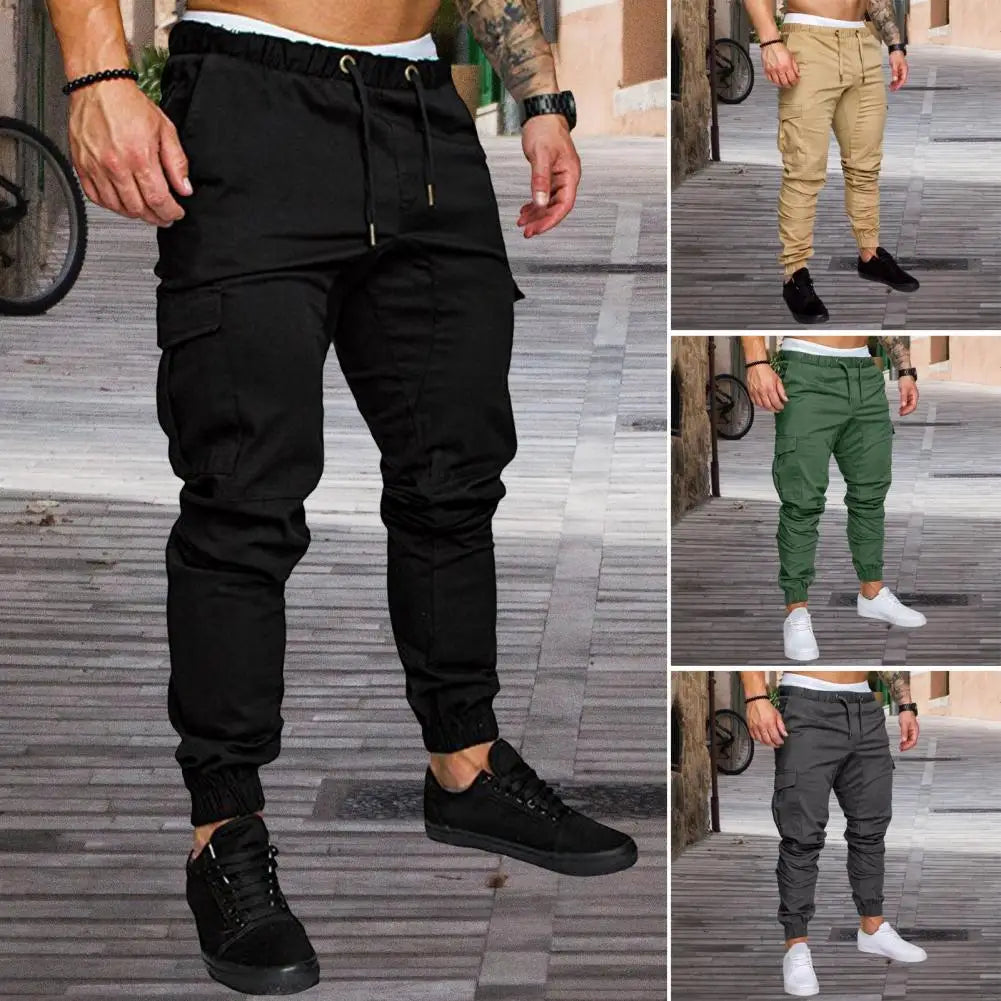 Pantalon Cargo en coton avec cordon de serrage à la taille, multi poches MAEJORKEN