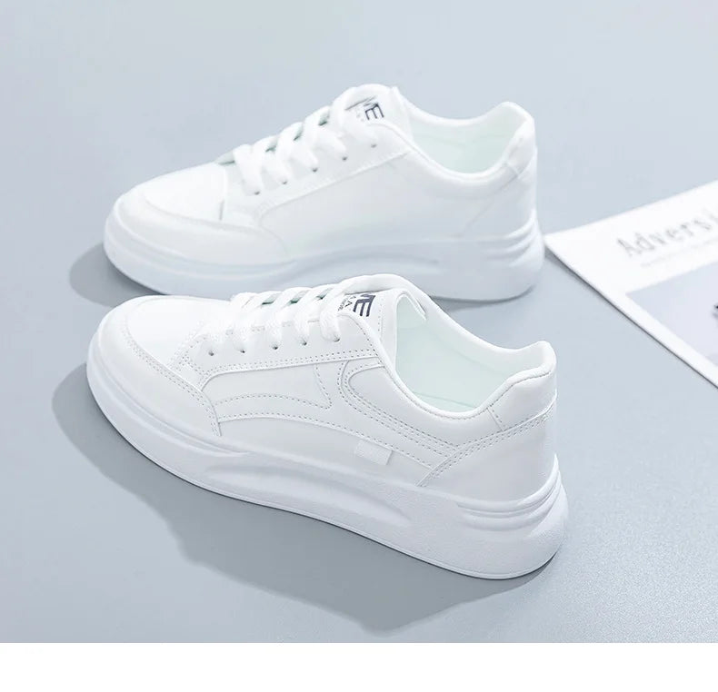 Baskets en cuir PU à lacets, respirantes, décontractées, pour Jogging du 35 au 43