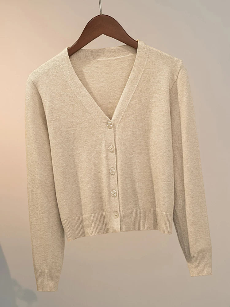Pull tricoté Cardigan bouton veste col en v à manches longues MAEJORKEN